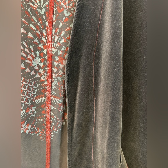 Blue Fish Hand Painted Cotton Velvet Coat in Silver Plum - Picture 4 of 8